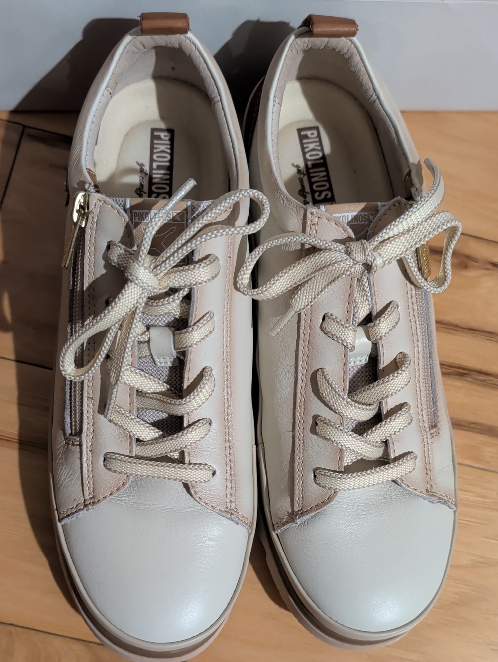 Pikolinos Vigo Women Casual Walking Shoes Zipper Nata White